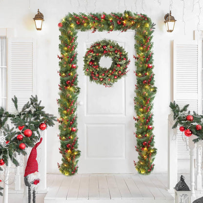 Coronas de Navidad de 24 pulgadas, coronas de Navidad para puerta d...