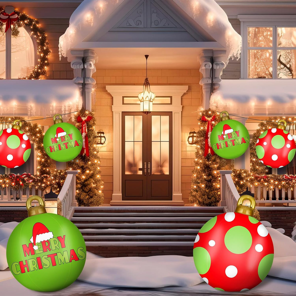 Jetec 2 adornos inflables de Navidad de 32 pulgadas, rojo, verde, b...