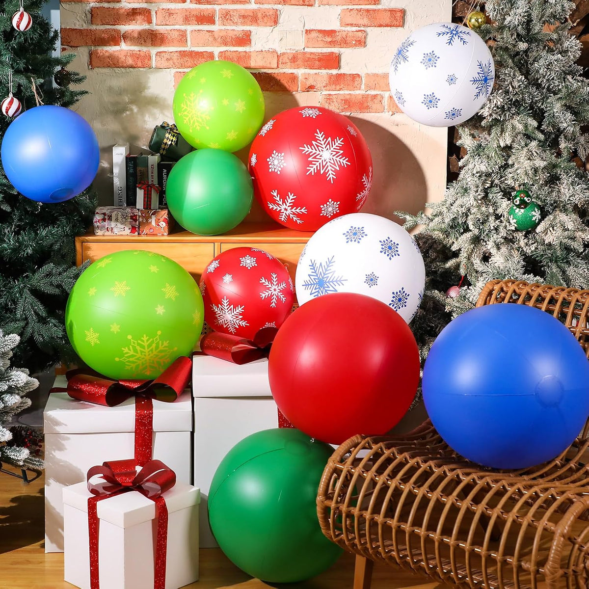 Jetec - 12 bolas inflables gigantes de Navidad para exteriores, 12...