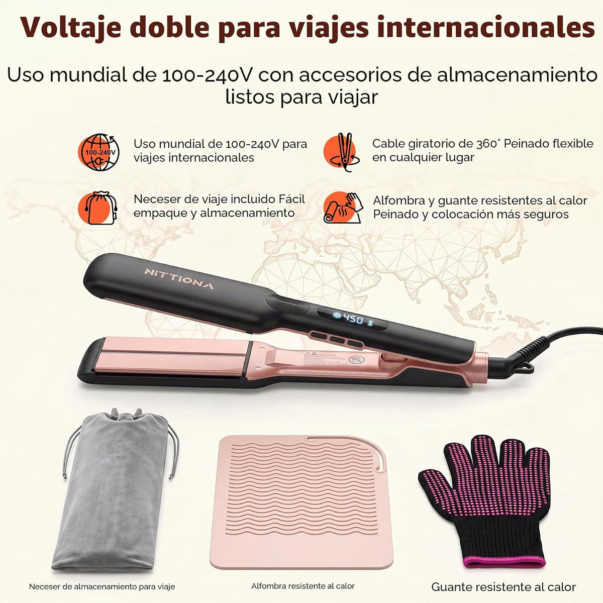Plancha de pelo de cerámica de 1.75" de ancho para mujeres, pla...
