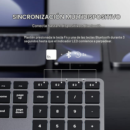 Teclado retroiluminado Bluetooth Satechi Slim X3, sincronización mu...