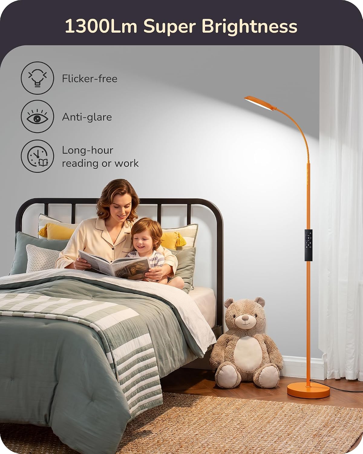 EDISHINE Lámpara de pie LED de 18W para sala de estar, superficie d...