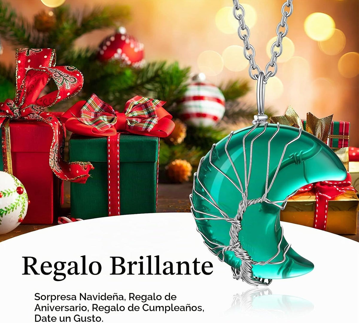 Bestyle Collar de cristal curativo envuelto en árbol de la vida, co...