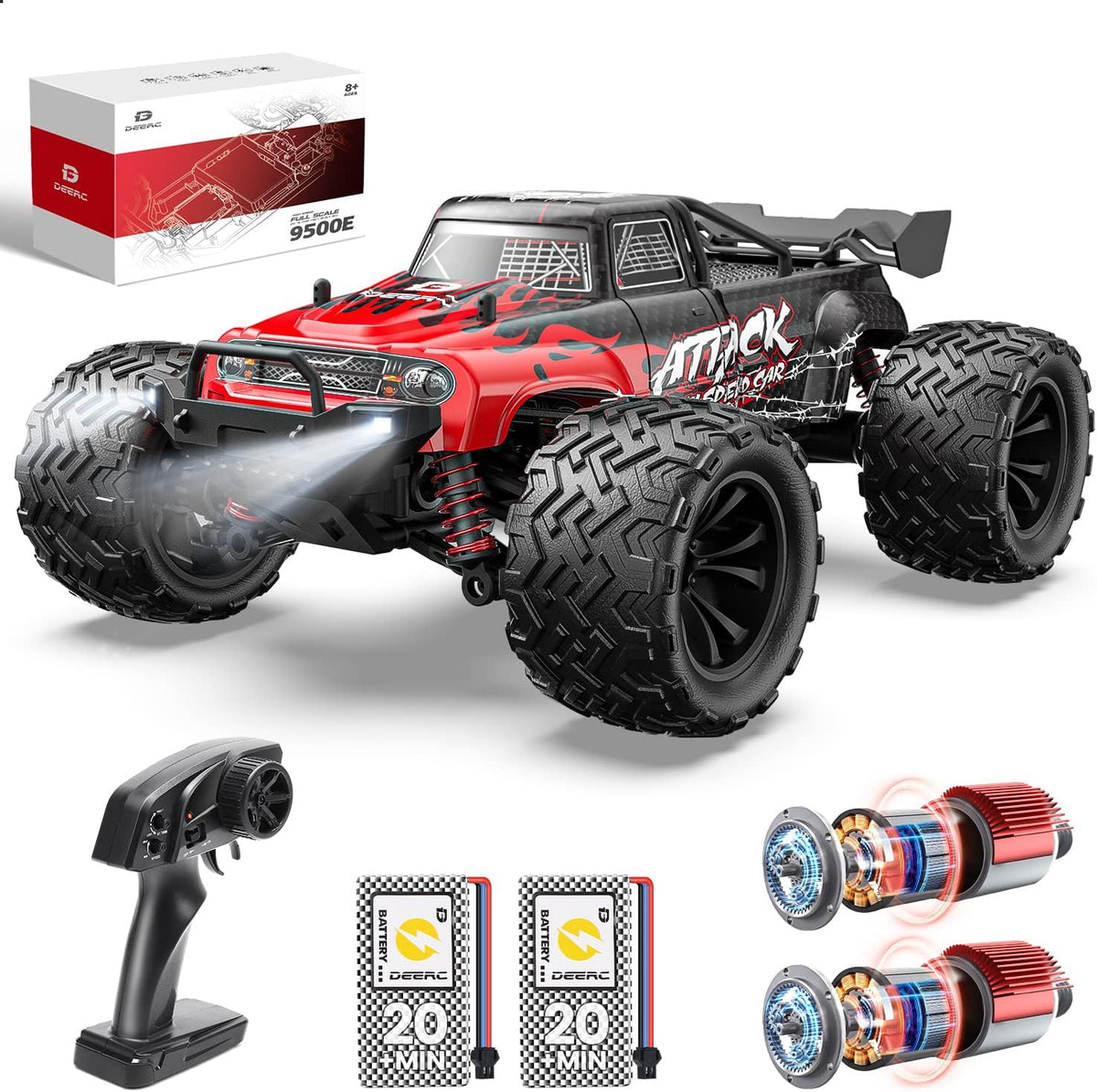 DEERC 9500E Coche RC todo terreno a escala 1:16, camión RC 4x4 de a...