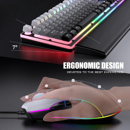 RedThunder K10, combo de teclado y mouse para juegos con cable, con...