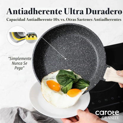 CAROTE - Juego de utensilios de cocina antiadherentes, ollas y sart...
