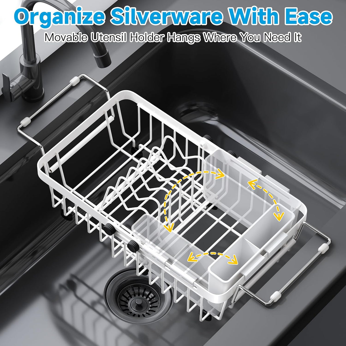 JASIWAY Mini escurridor de platos blanco sobre el fregadero para |...