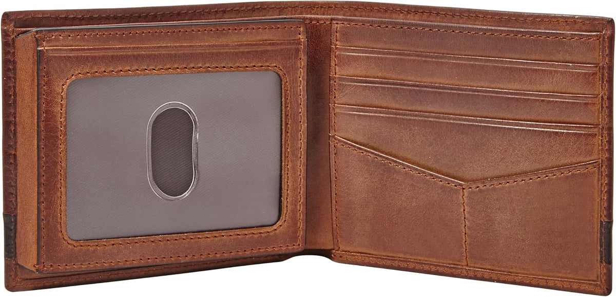 Fossil Billetera de cuero Quinn para hombre con billetera de identi...