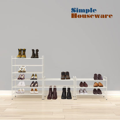 Simple Houseware Zapatero apilable de malla de 3 niveles, color bla...