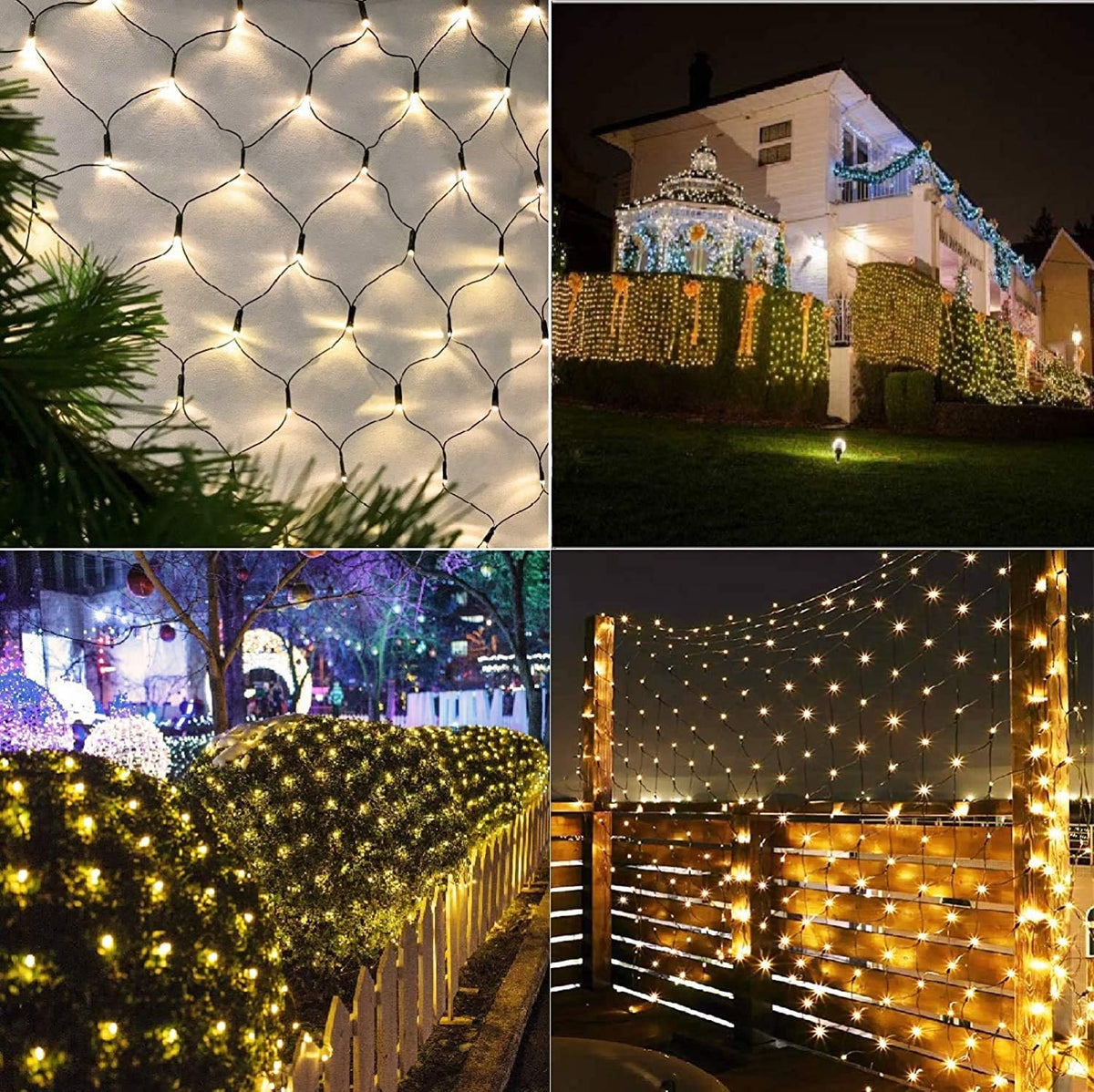 Joomer Luces de red de Navidad de 12 pies x 5 pies, luces de malla...