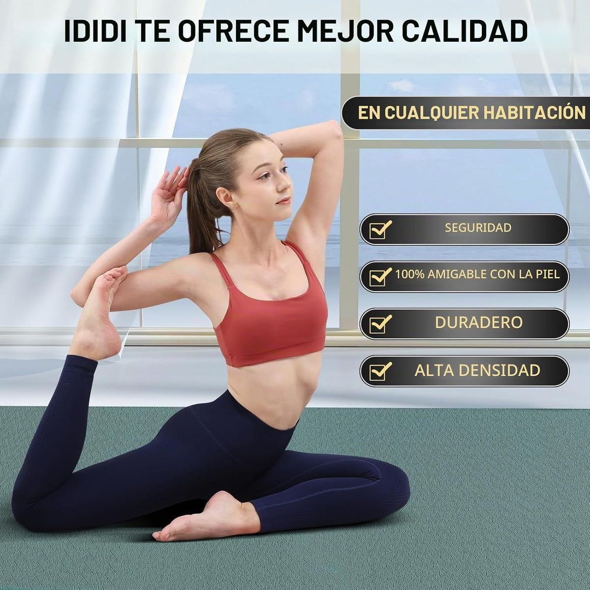 Esterilla grande de yoga de 8 mm (6' x 4') - Extra larga y...