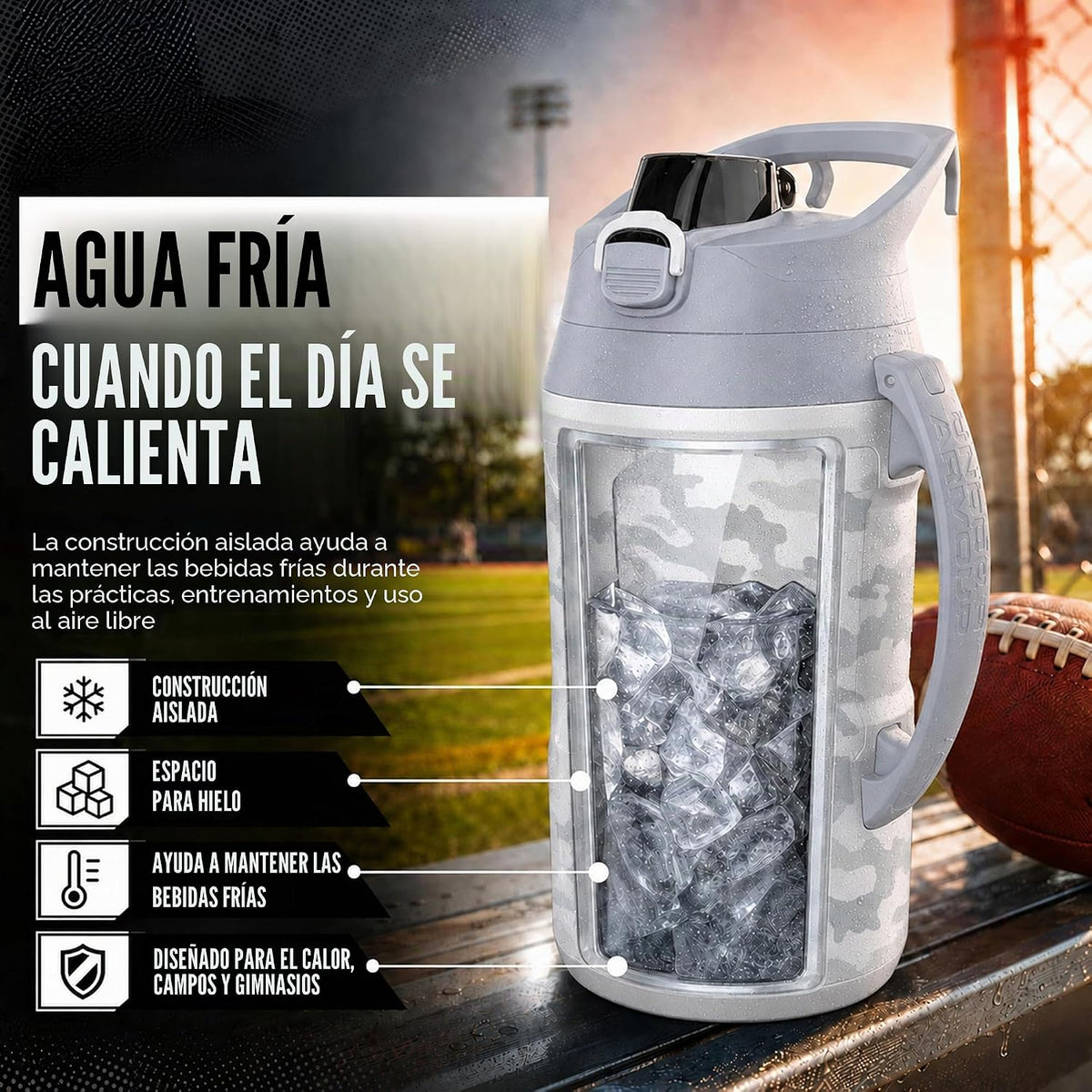 Under Armour Botella de agua aislada con asa y gancho para cerca, j...