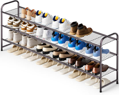 KEETDY estante de zapatos largo de 3 niveles para clóset, organizad...