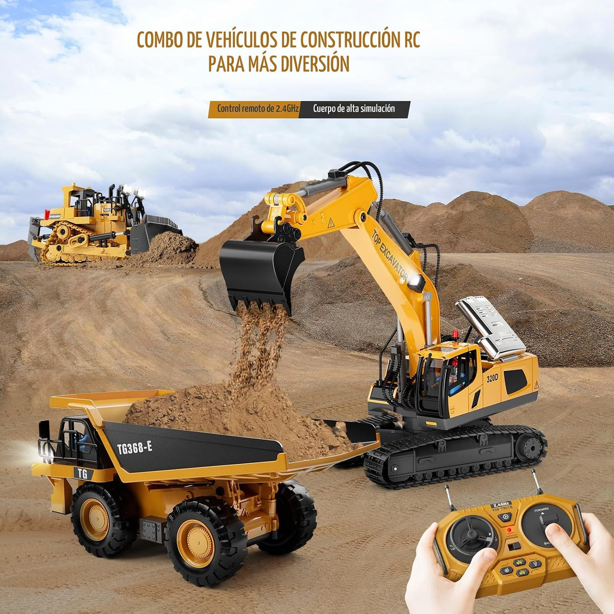 KIDMARKT - Camión volquete RC para niños, vehículo de construcción...