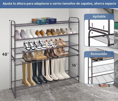 KEETDY estante de zapatos largo de 3 niveles para clóset, organizad...