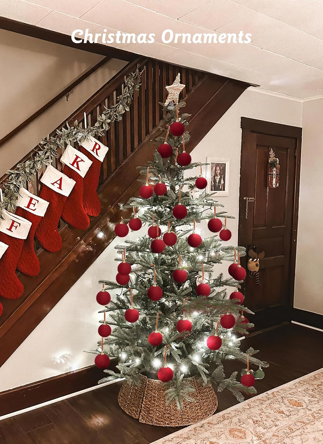 Brightown 15 bolas de adorno de Navidad de terciopelo beige, adorno...