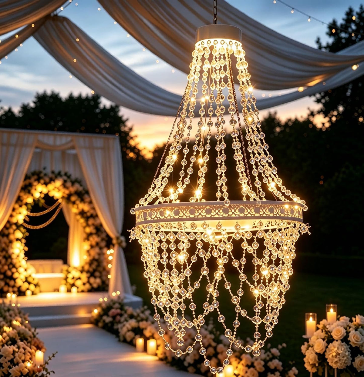 Lámpara de cristal colgante solar para exteriores, luz decorativa p...