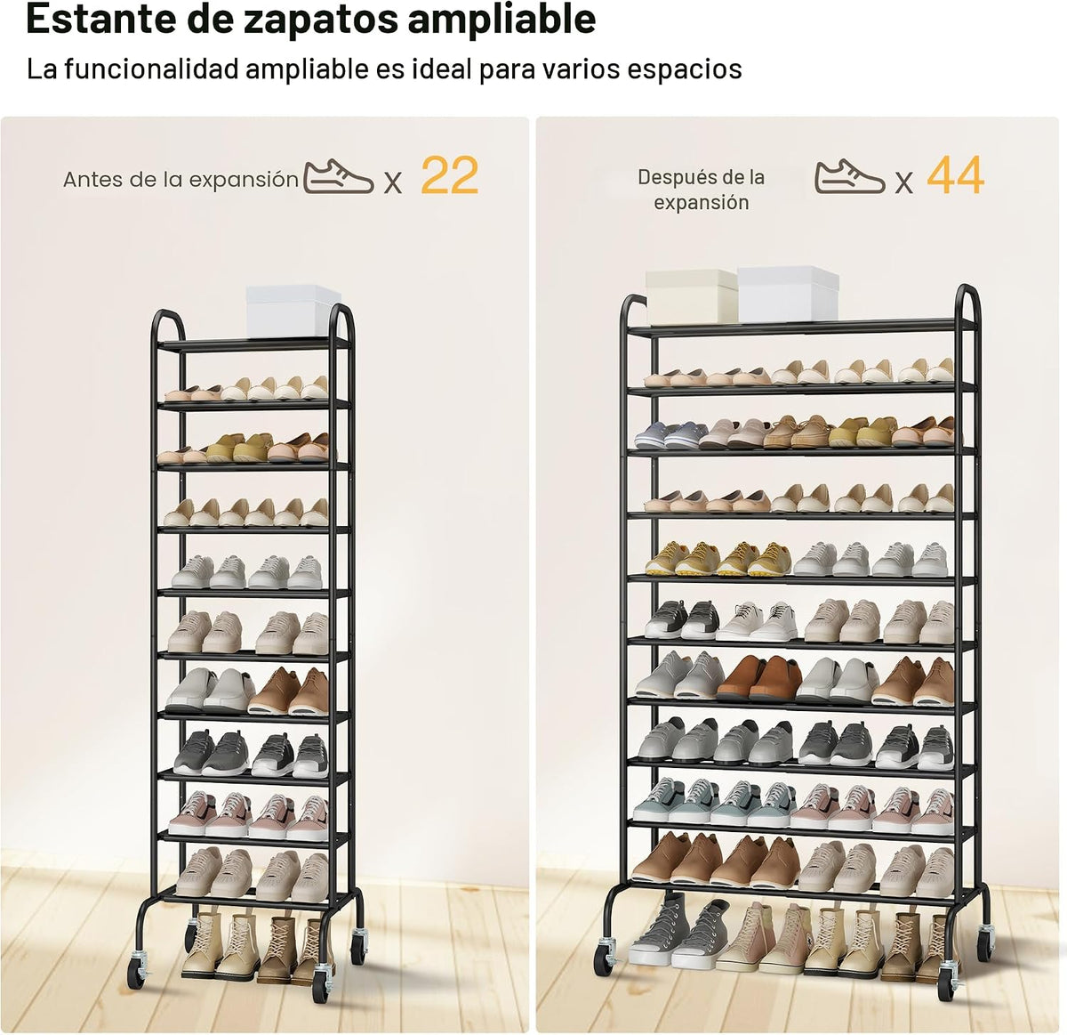 STO STO - Zapatero alto expandible de 10 niveles para garaje, 44 pa...