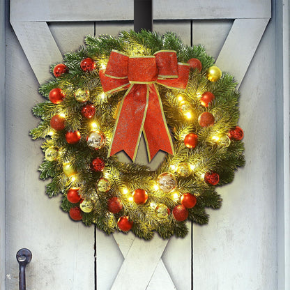 Juegoal - Corona de Navidad preiluminada de 16 pulgadas con colgado...