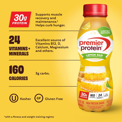 Premier Protein Edición Limitada Batido de 1.06 oz, barra de limón...