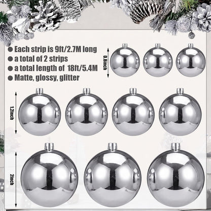 Yuxung 2 guirnaldas de bolas de Navidad de 9 pies, adornos de bombi...