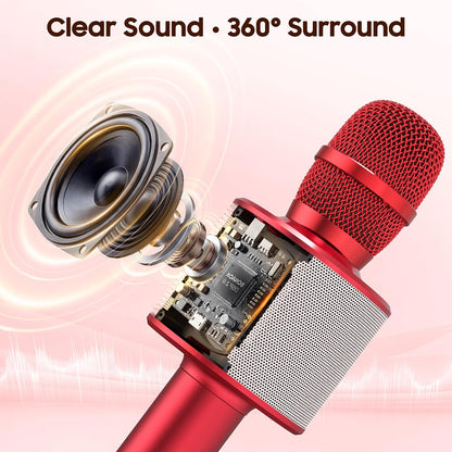 BONAOK Micrófono inalámbrico Bluetooth de karaoke, micrófono portát...