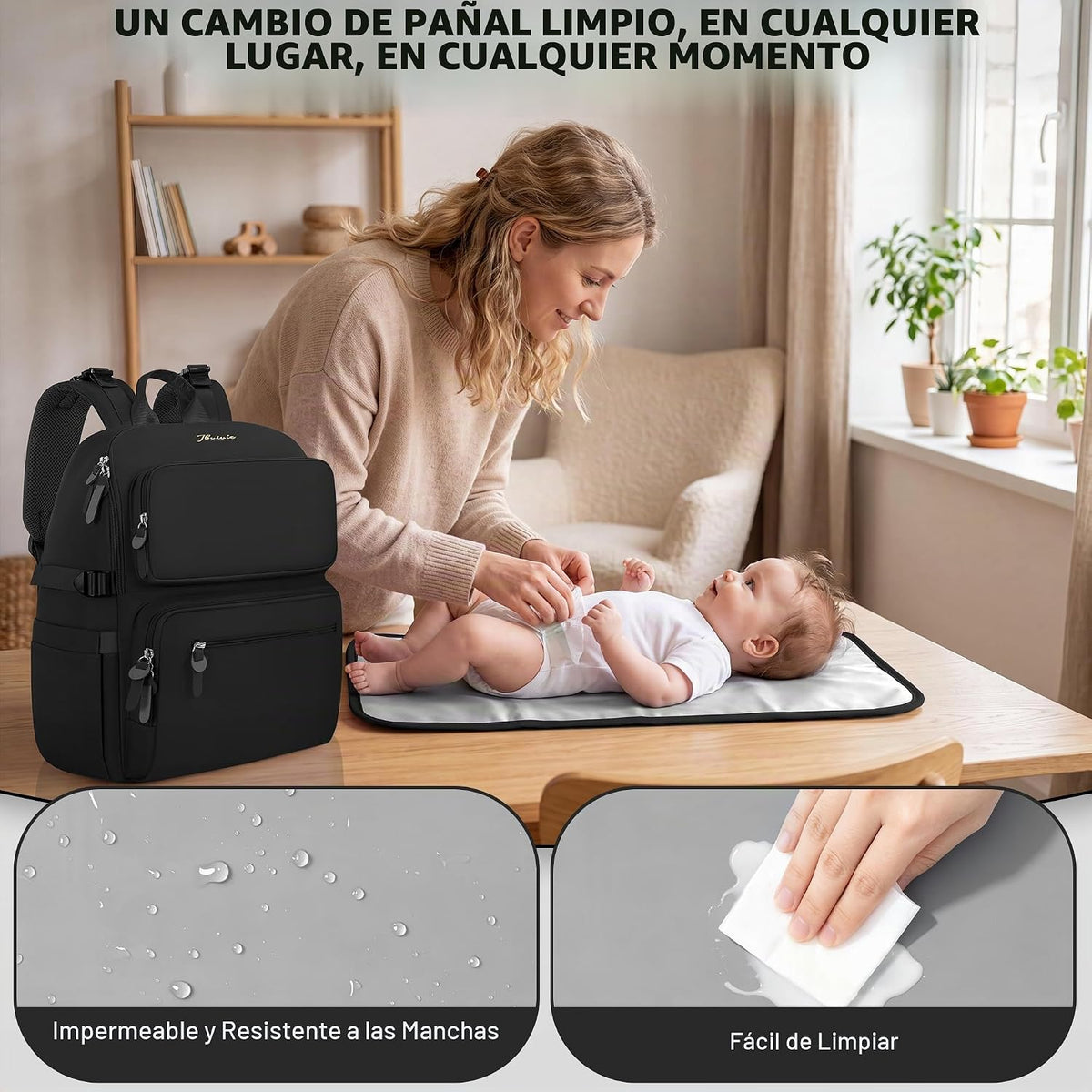 IBVIVIC Bolsa de pañales Mochila para pañales de gran capacidad, Ne...