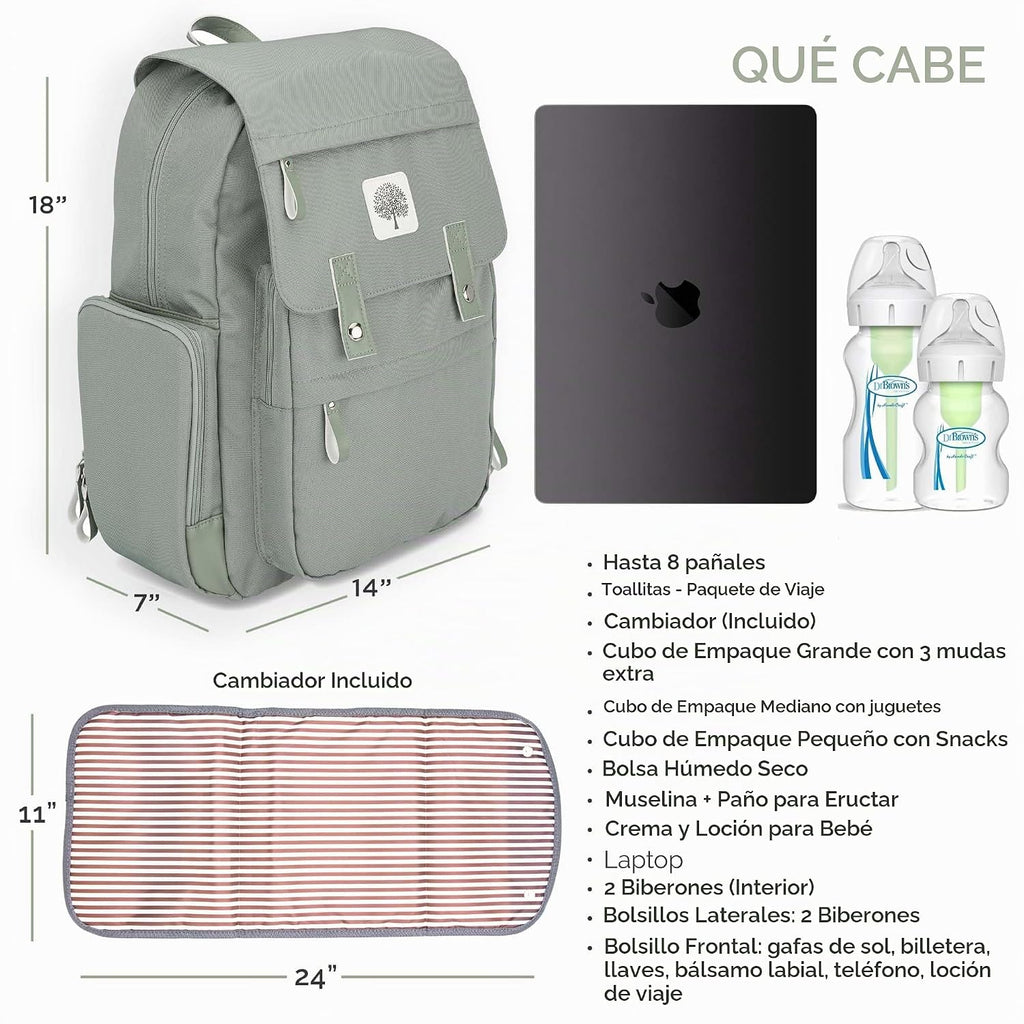 Parker Baby Co. - Mochila para pañales con cambiador, color salvia...