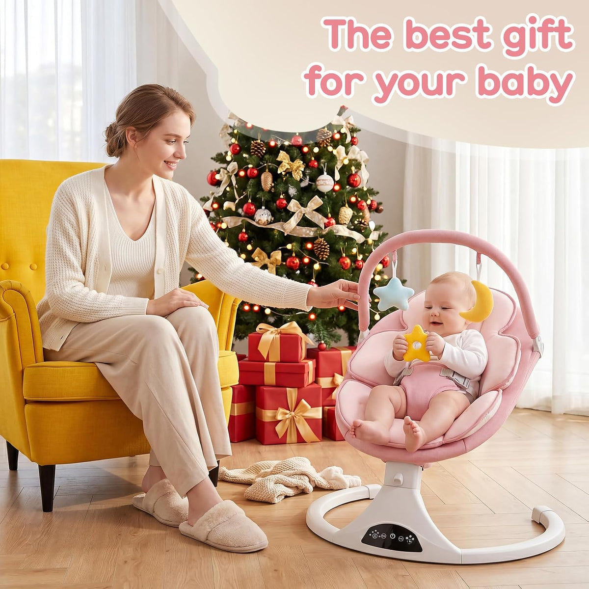 Columpio eléctrico para bebé con control remoto, 5 velocidades, por...