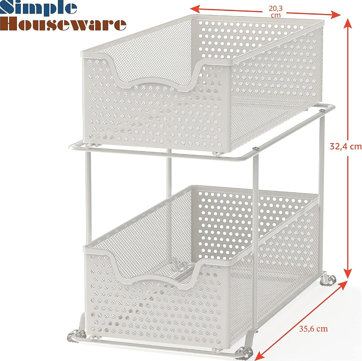 Simple Houseware Cajón organizador de cesta deslizante de 2 niveles...