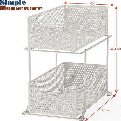 Simple Houseware Cajón organizador de cesta deslizante de 2 niveles...