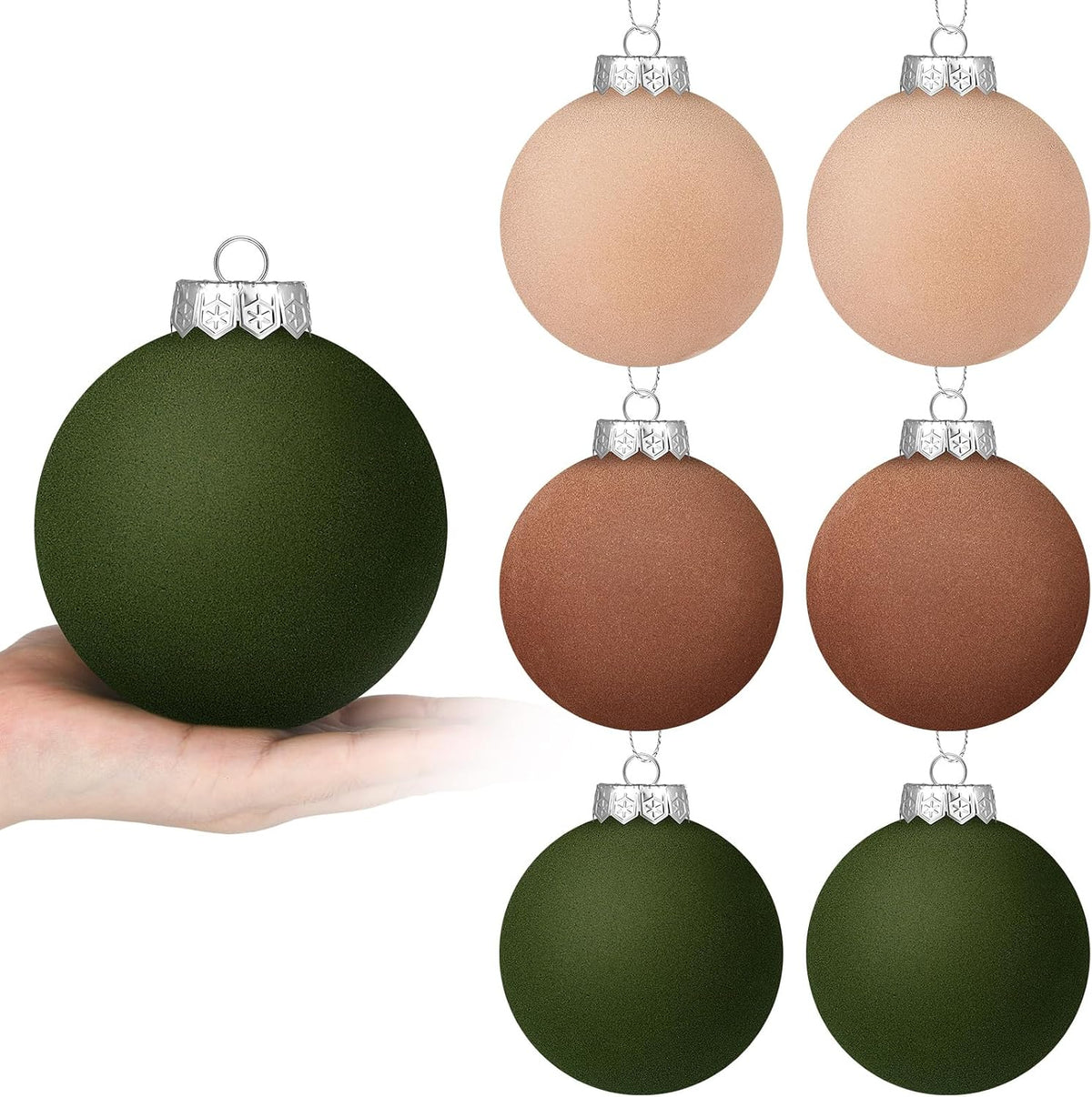 6 adornos grandes de terciopelo de Navidad de 4 pulgadas | Esferas...