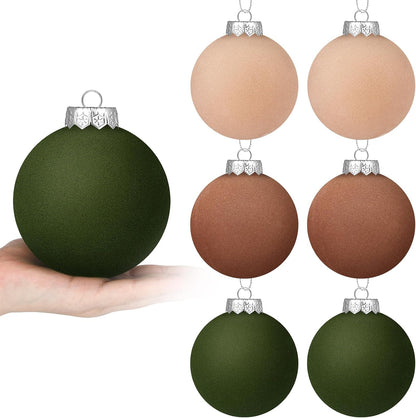 6 adornos grandes de terciopelo de Navidad de 4 pulgadas | Esferas...