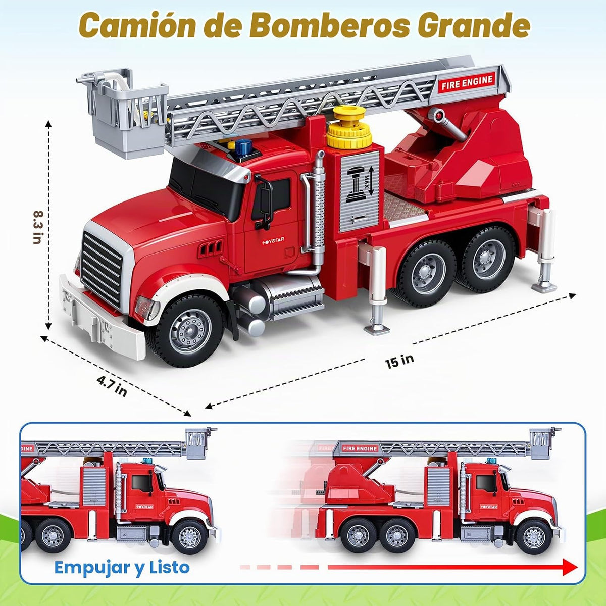 Juguetes para niños de 3, 4, 5, 6, 7, 8 años, camión de bomberos gr...