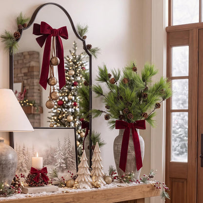 Wavwavw 6 ramas de pino artificial de Navidad de 25.5 pulgadas con...