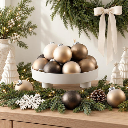 Yunlly - 12 adornos de Navidad neutros 2026, bronce champán dorado...