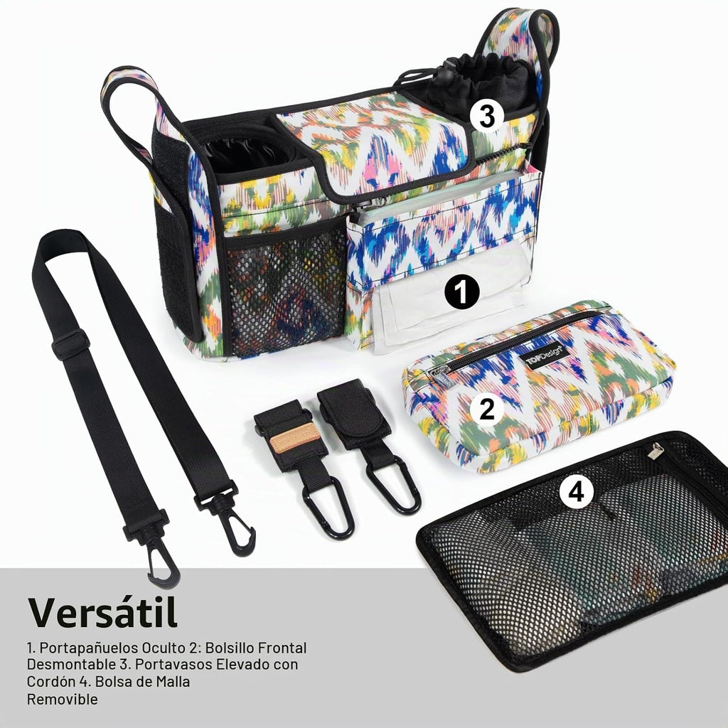 TOPDesign Organizador universal para cochecito de bebé con bolsa de...