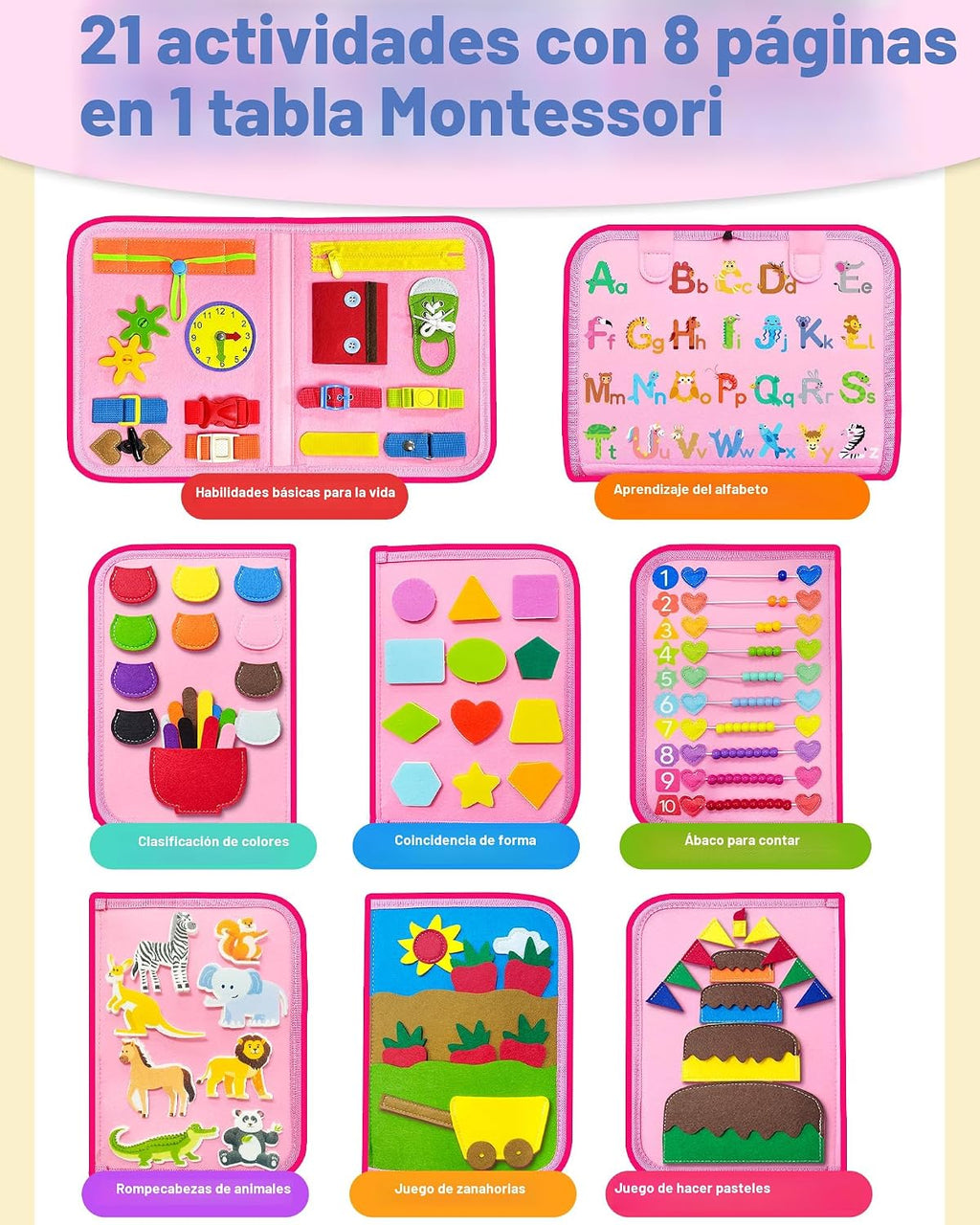 Exorany Tablero ocupado Montessori Juguetes para niñas pequeñas, re...