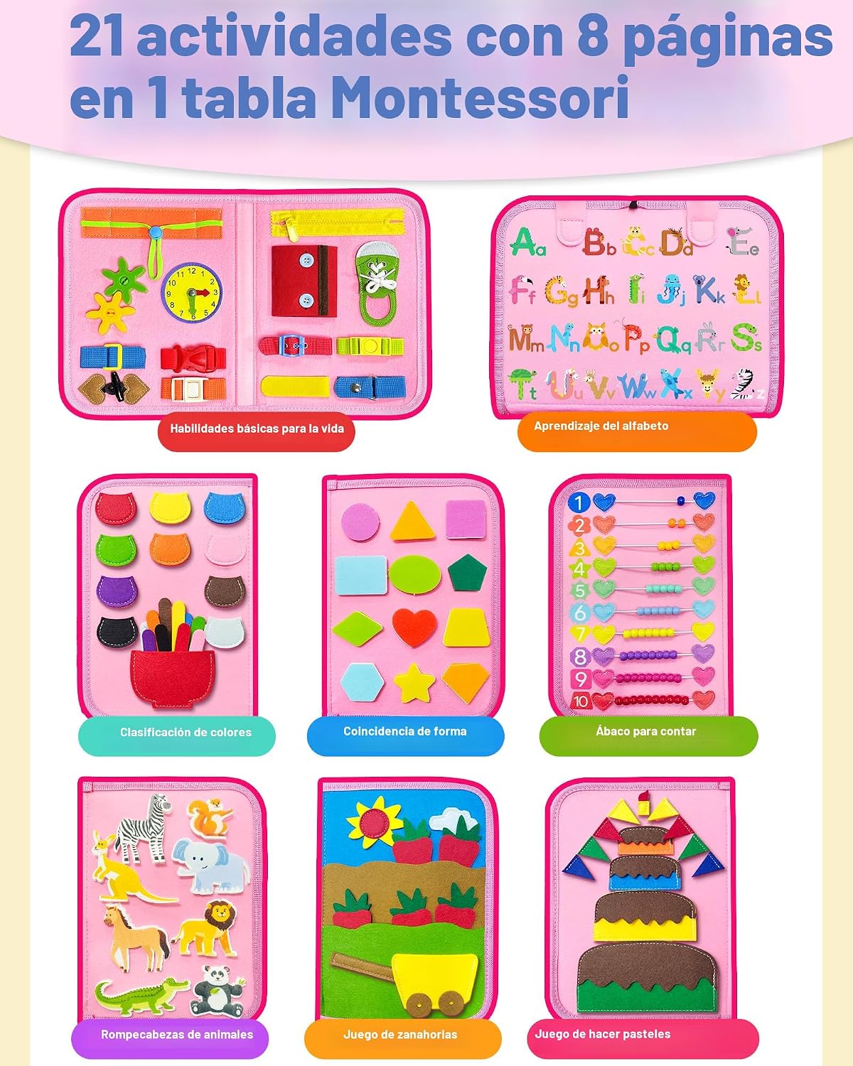 Exorany Tablero ocupado Montessori Juguetes para niñas pequeñas, re...