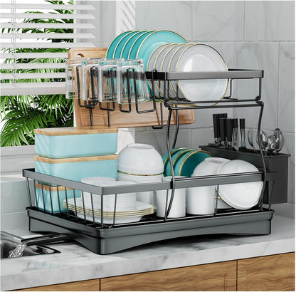 7 code Escurridor de platos grande para encimera de cocina, organiz...
