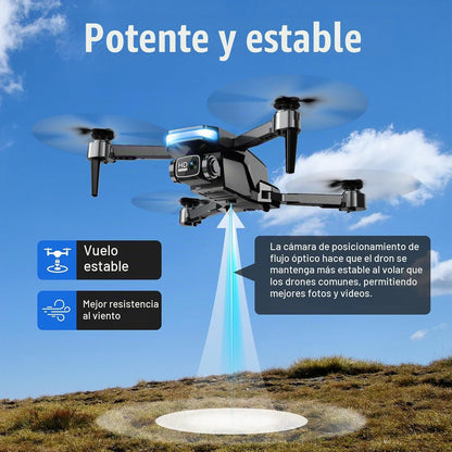 Drone con cámara y pantalla en el controlador, dron plegable 1080P...
