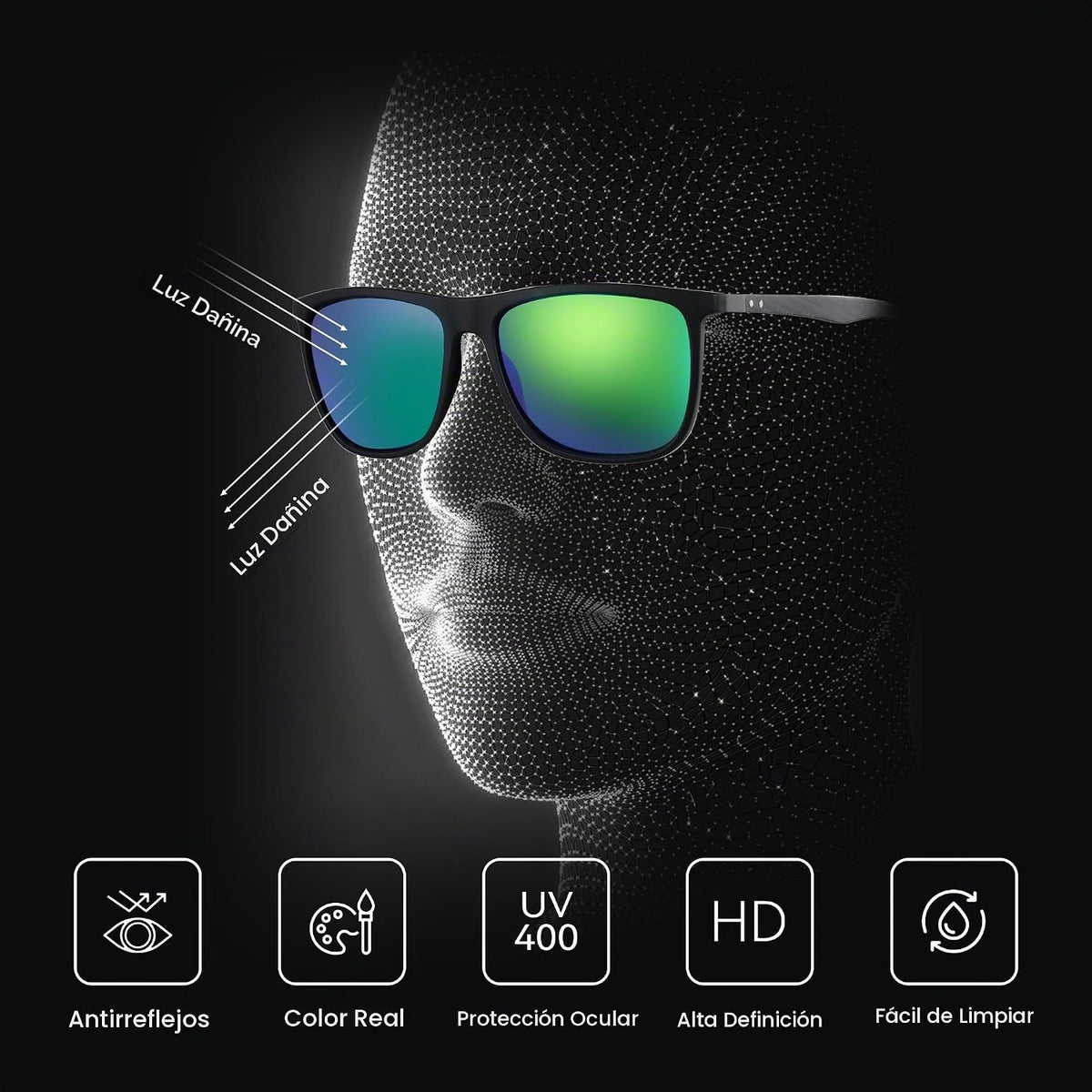 ZENOTTIC Gafas de sol polarizadas cuadradas para hombre, ultraliger...