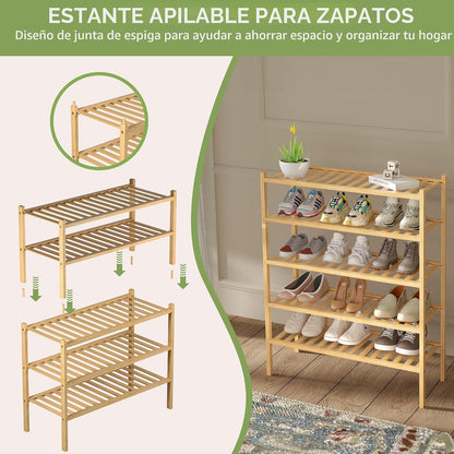 ROMGUAR CRAFT - Zapatera de bambú de 2 niveles para armario, estant...