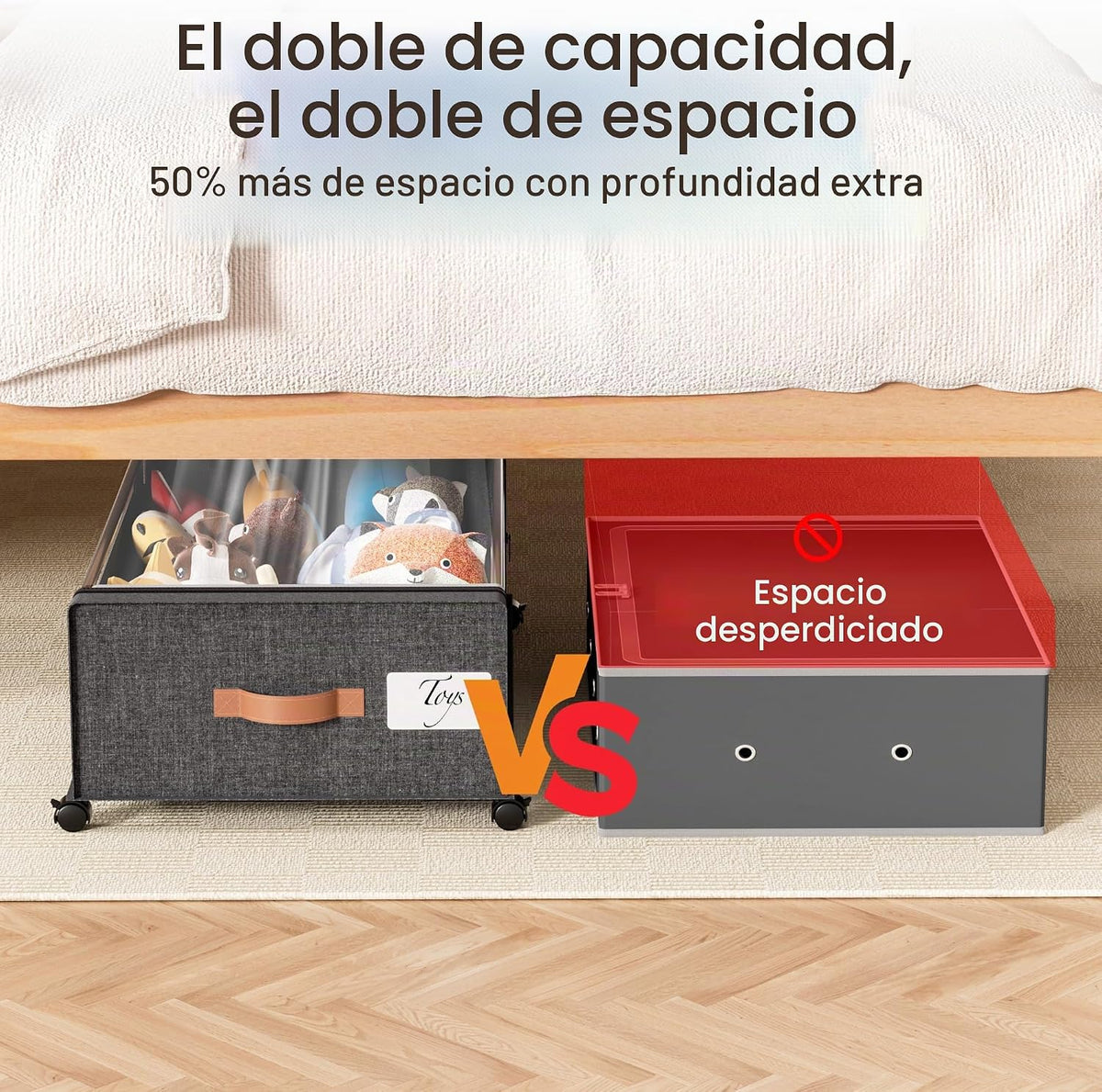 Yecaye Contenedores de almacenamiento debajo de la cama, 82 L, se a...
