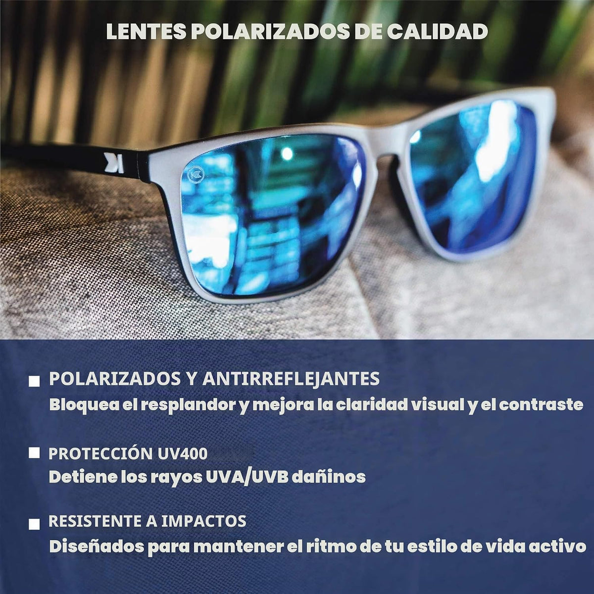Knockaround Gafas de sol polarizadas cuadradas para hombres y mujer...