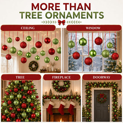 Relaxgiant - 36 bolas de Navidad para techo, rojo, verde lima | Tam...