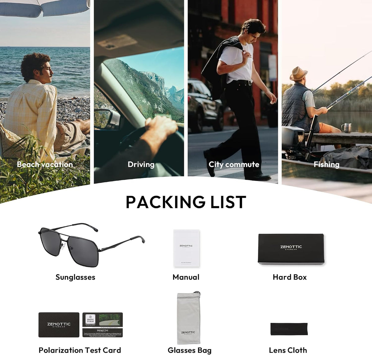ZENOTTIC Gafas de sol polarizadas de aviador para hombre: protecció...