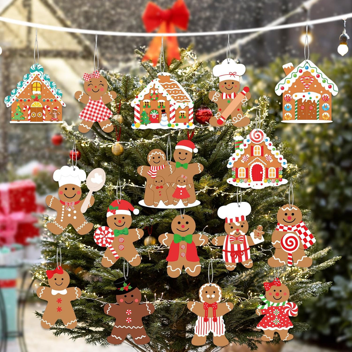 Decoración de Navidad de Pan de Jengibre al Aire Libre - 18 piezas...