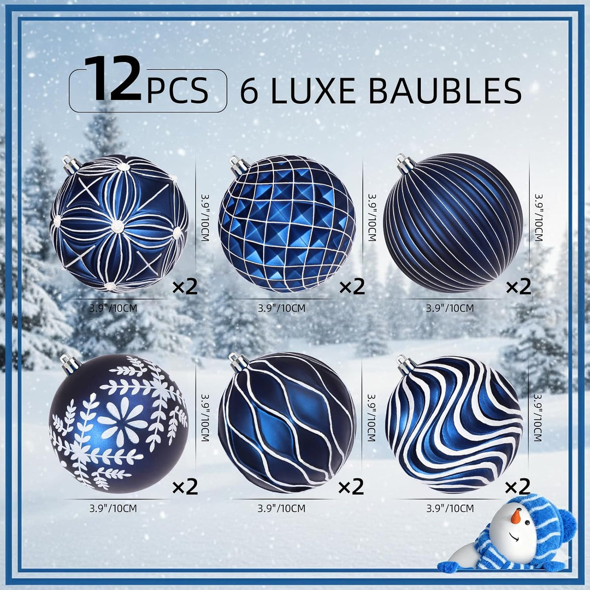 Lanpn 12 bolas de Navidad grandes de 4 pulgadas, decoraciones colga...