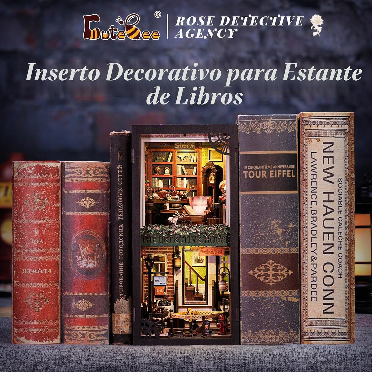 CUTEBEE Kit de rincón de libros - Kit de casa de muñecas en miniatu...